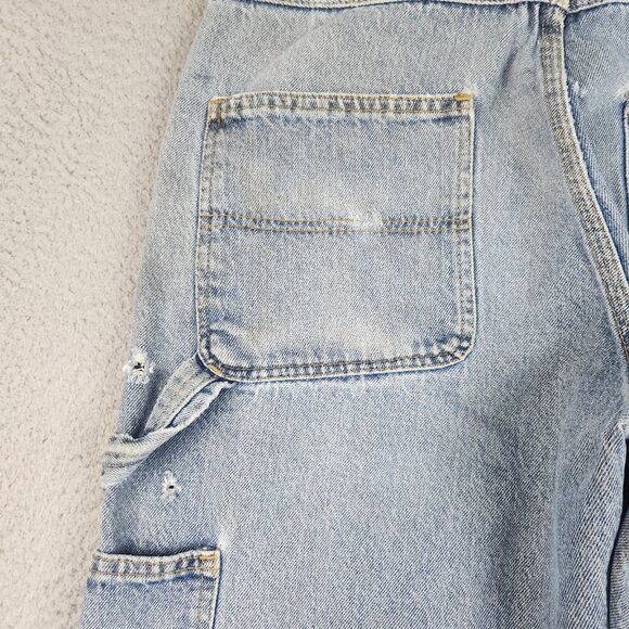 Y2K Carpenter Jeans Mens 34x30 Baggy Loose Workwear DESTROYED Denim THRASHED - Picture 15 of 16